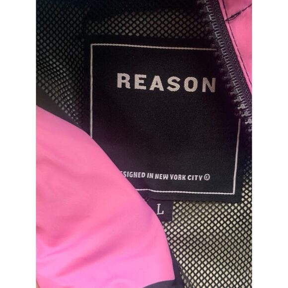 Reason Brand Peace Sign RELAX ANORAK Abstract Mesh Lined Windbreaker Men's L NEW - Picture 4 of 12